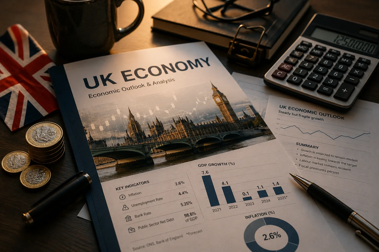 Financial charts representing economic and market developments.