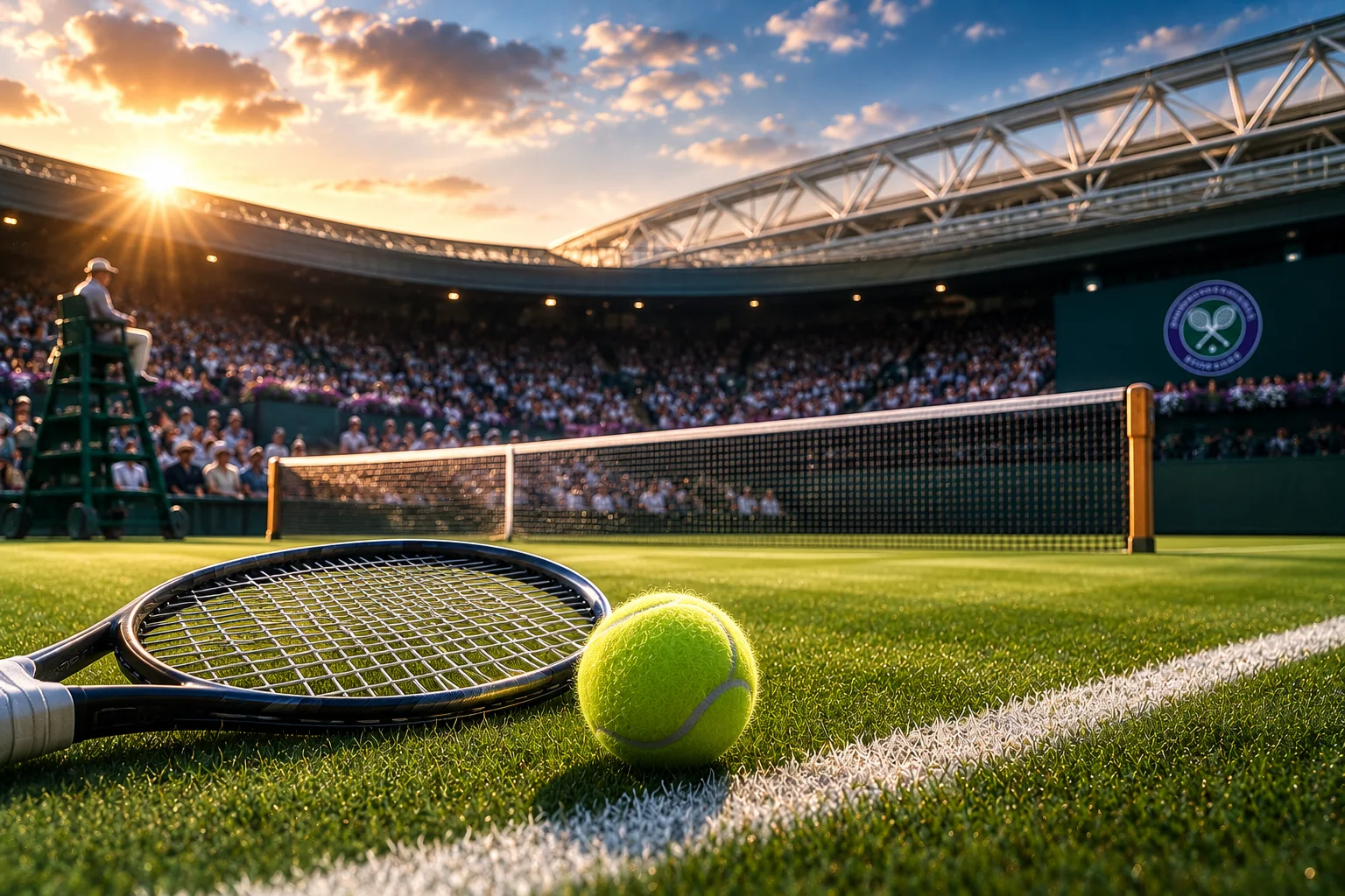 A grass tennis court representing British tennis coverage.