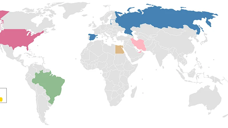 2018 Beach Soccer Intercontinental Cup map of nations