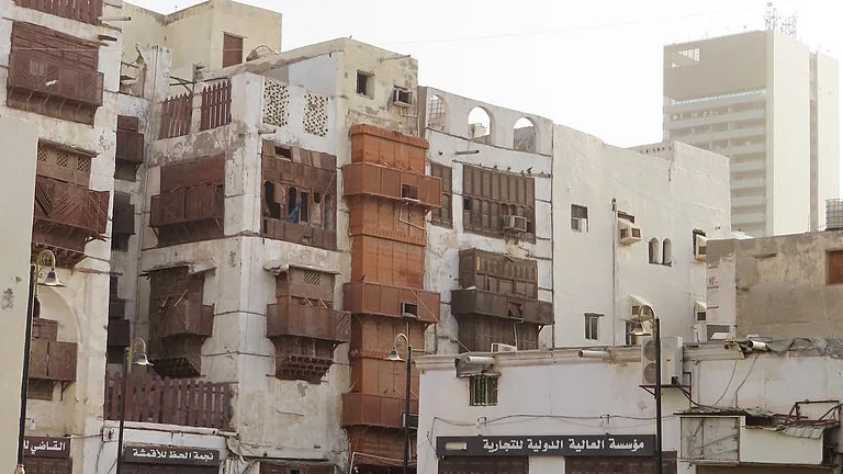 Street shut up during the day Al Balad Old Jeddah Saudi Arabia