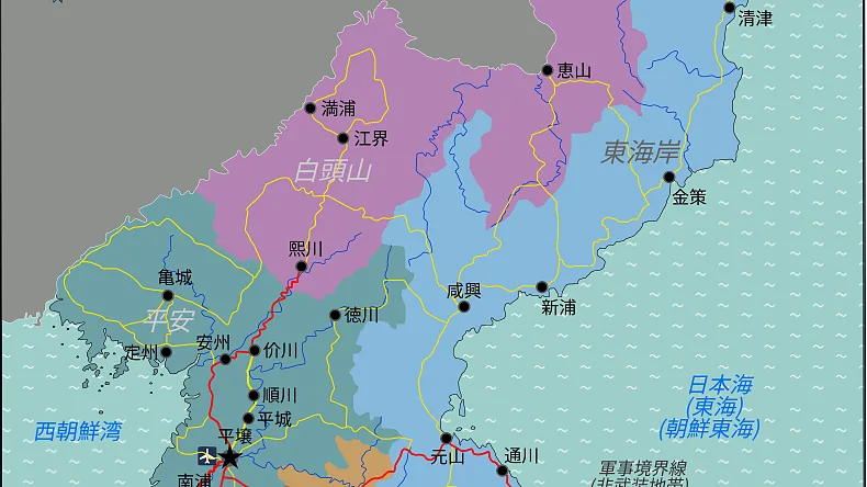 North Korea Regions Map-ja