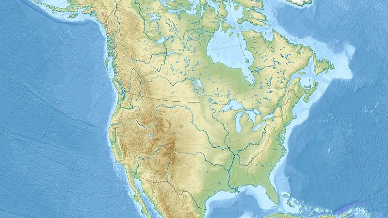 North America laea relief location map