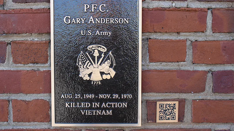 P.F.C. Gary Anderson plaque and qr code