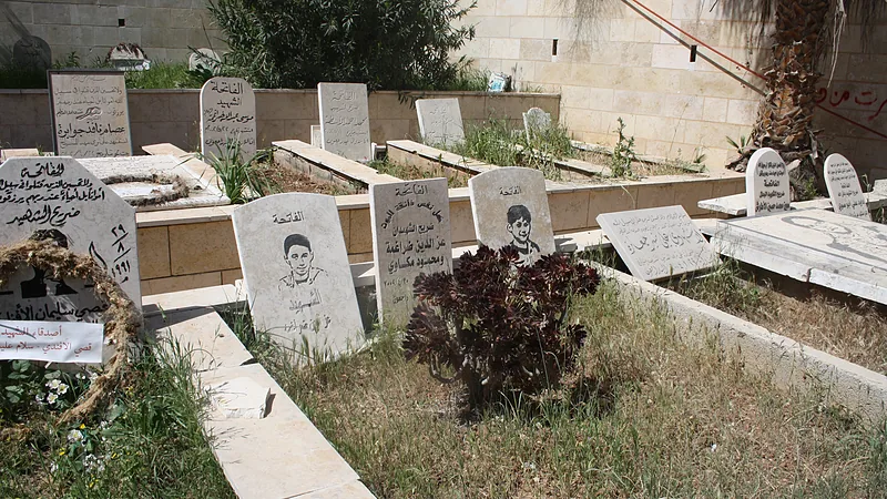 Graves of two palestinian children, shot by IDF forces, 'Martyr Graveyard' in Artas, southern of Dheisheh refugee camp, West Bank