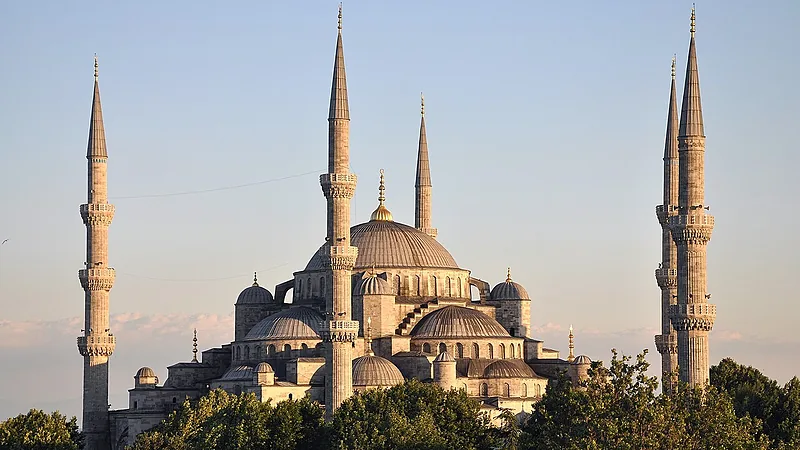 Exterior of Sultan Ahmed I Mosque in Istanbul, Turkey 002