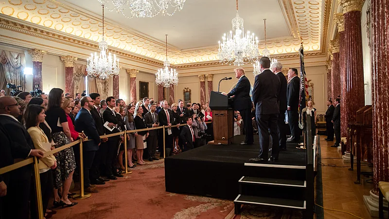 President Trump speaking at a Ceremonial Swearing-in for Secretary Pompeo