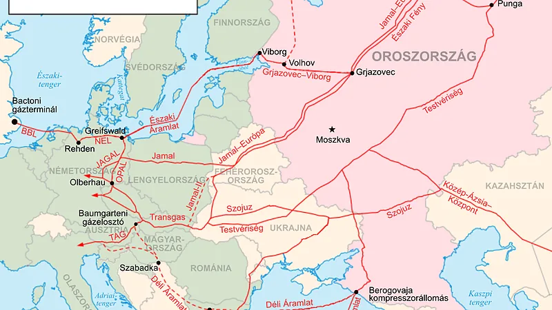 Major russian gas pipelines to europe hu